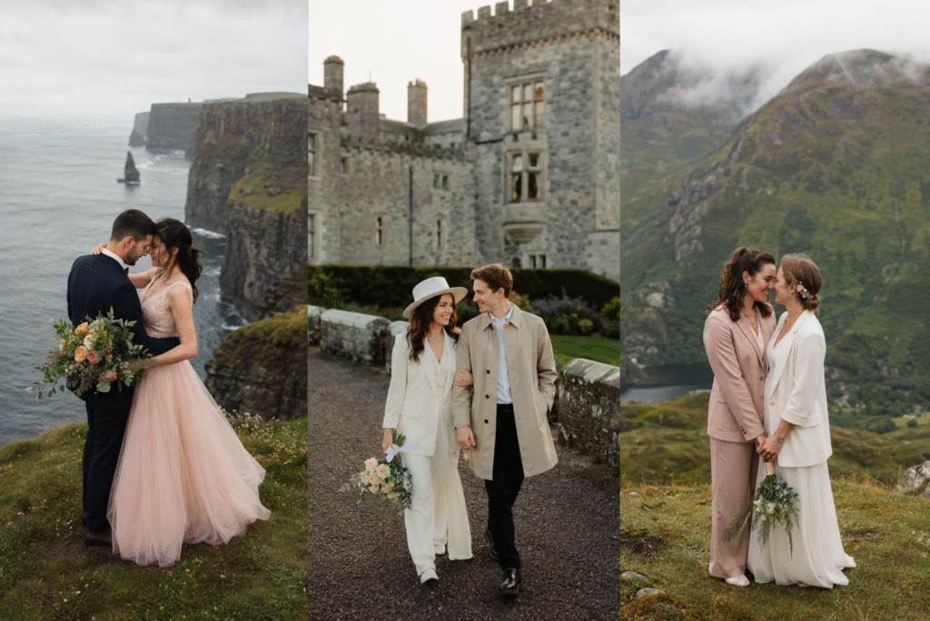 International elopement couples celebrating their outdoor wedding in Ireland. Filmed by JMB Videos. 
